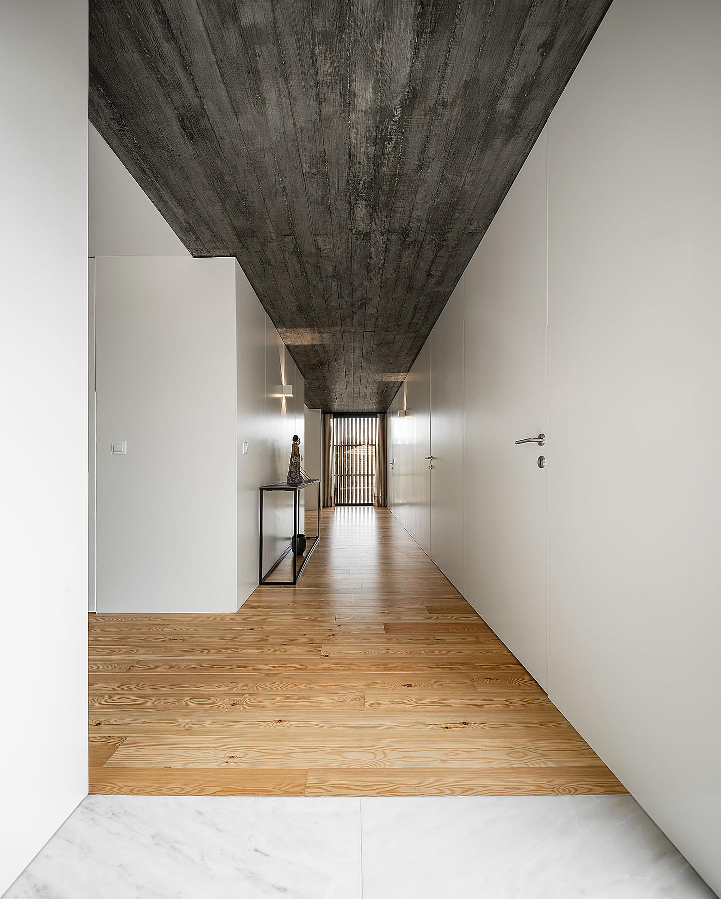 corridor with parquet floor 