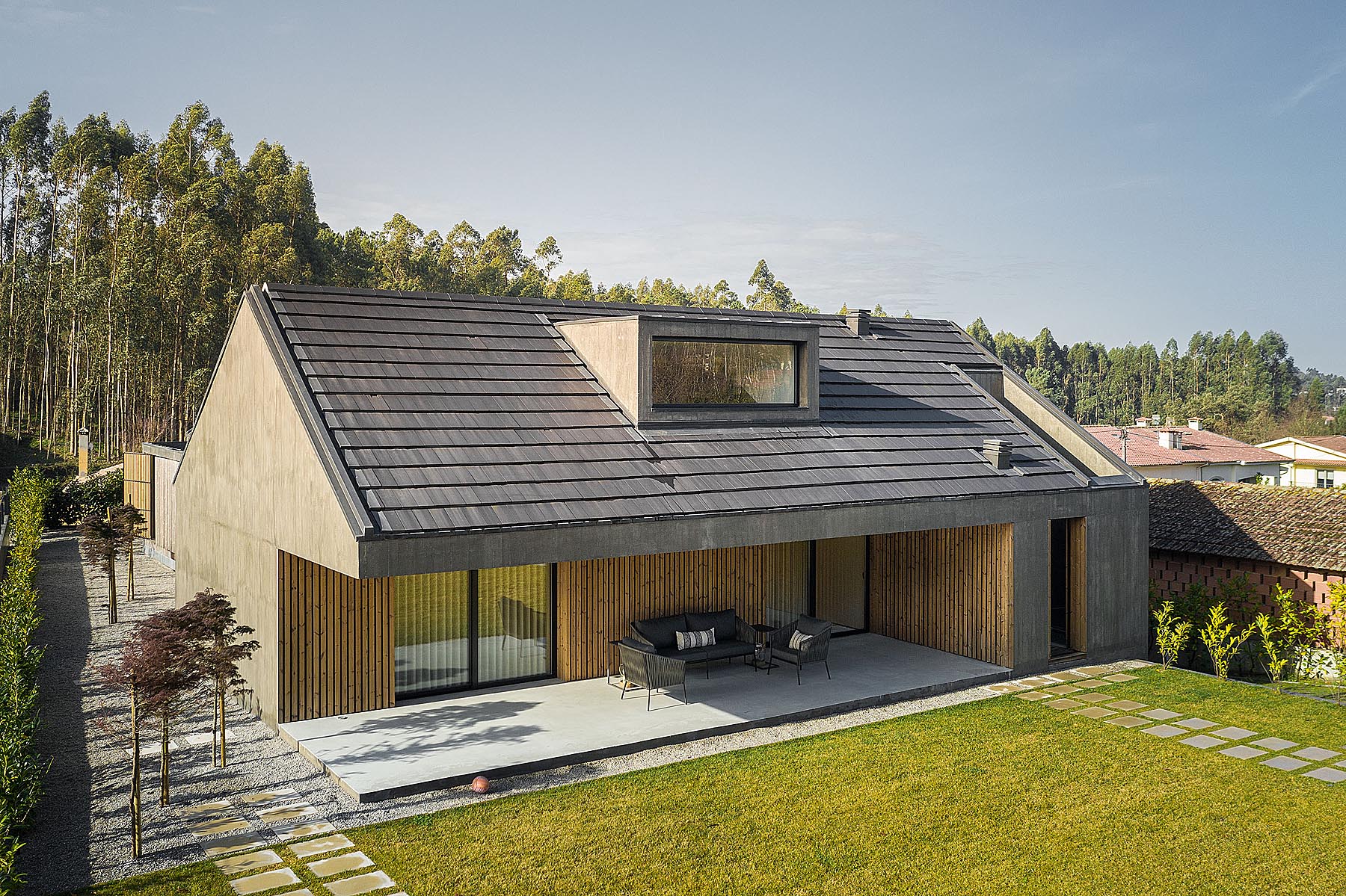 modern house surrounded with trees 