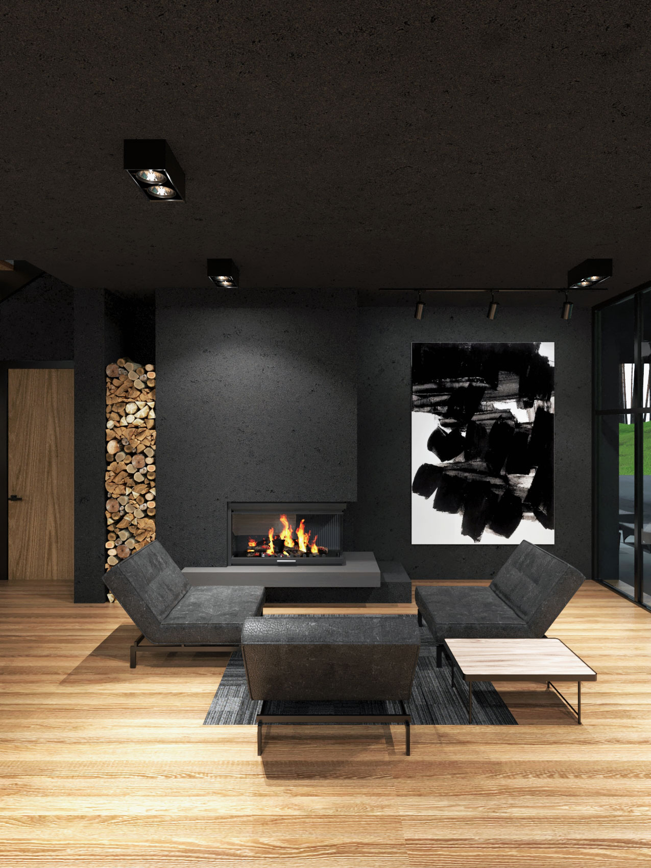 cozy living room with fireplace 