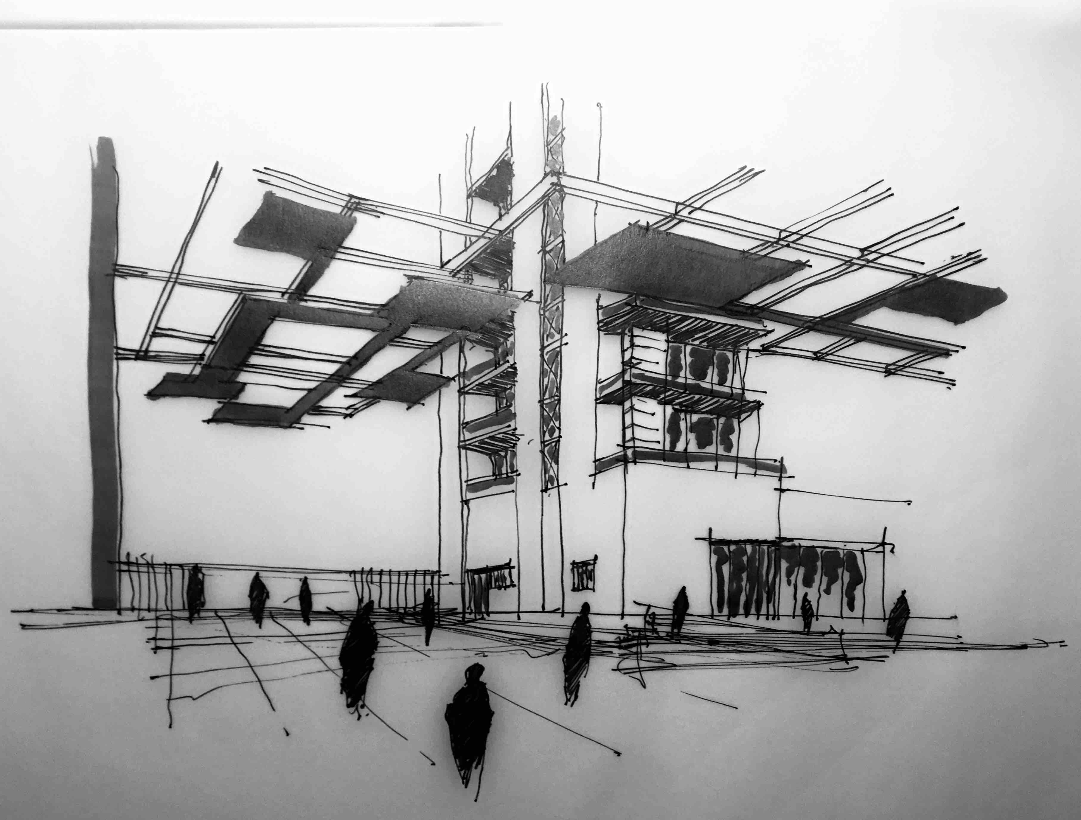 Architectural sketch by Rafiq Sabra|Sketches