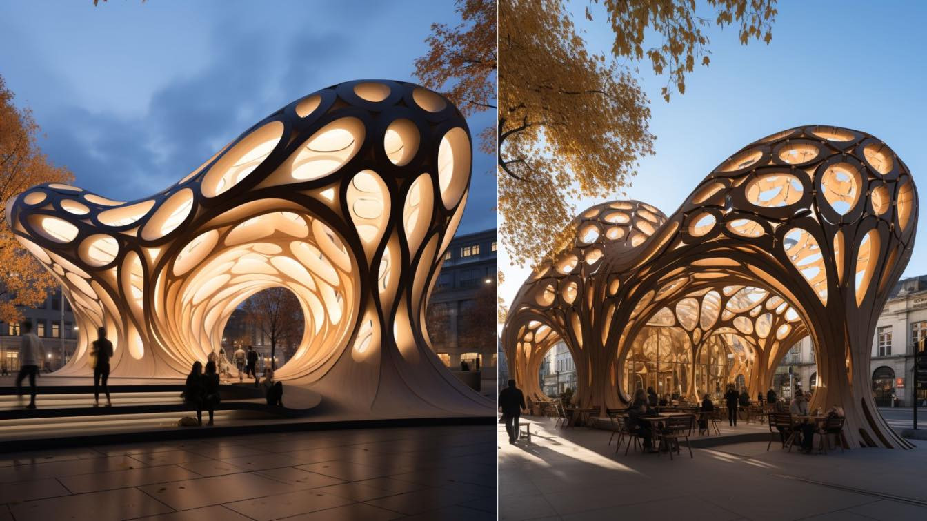 Parametric architecture for urban wooden|Futuristic