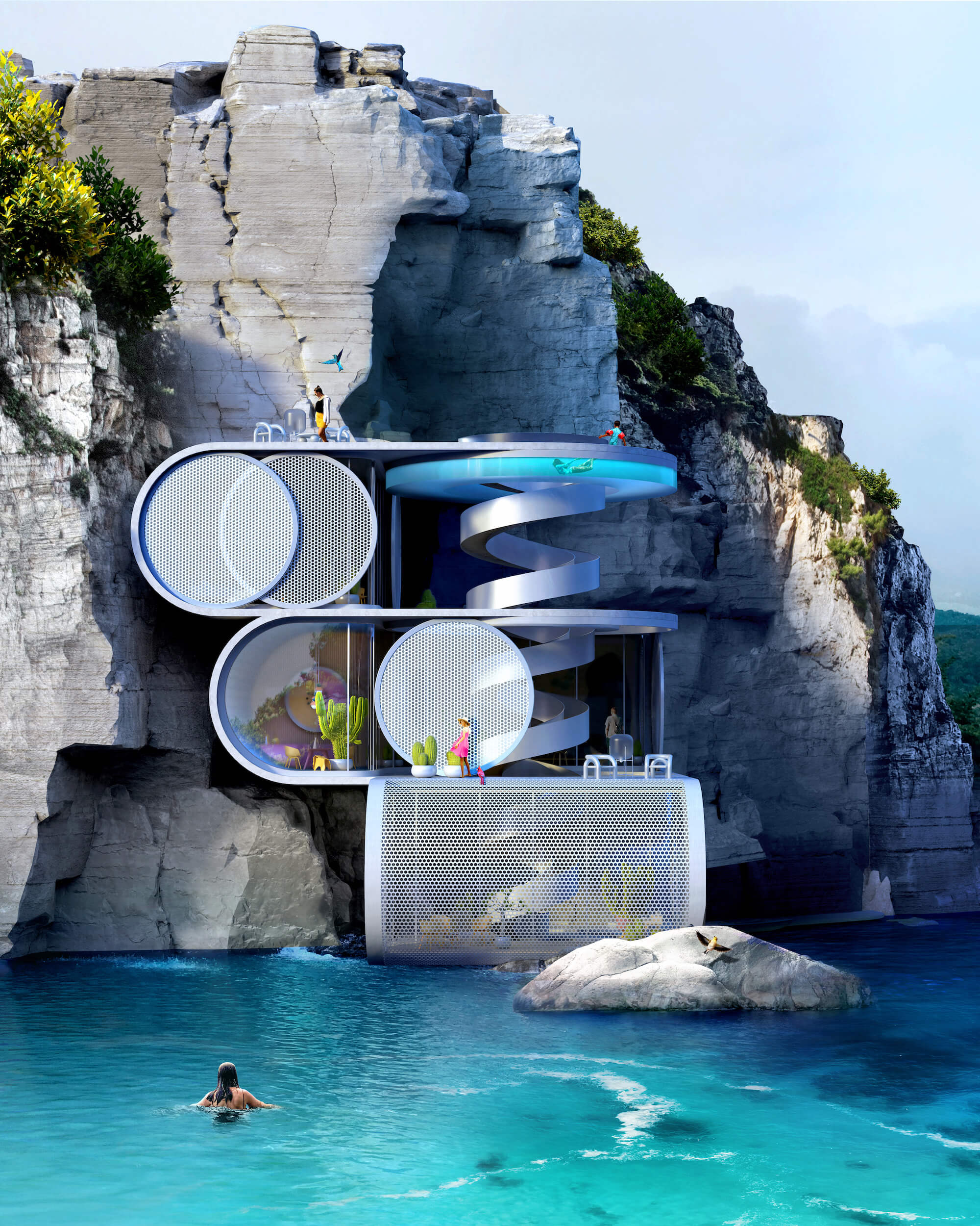 futuristic cliff house