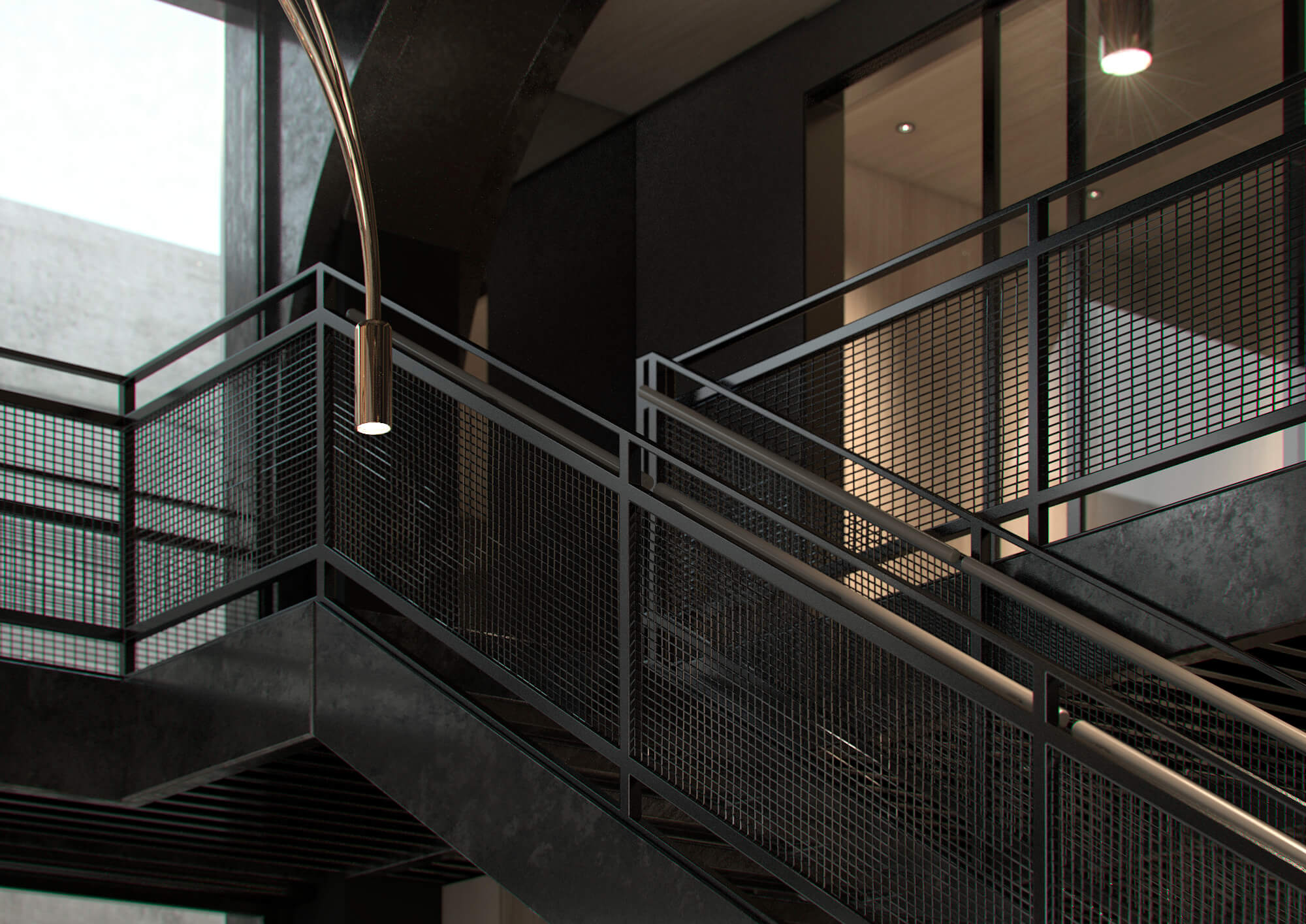 black steel staircase 