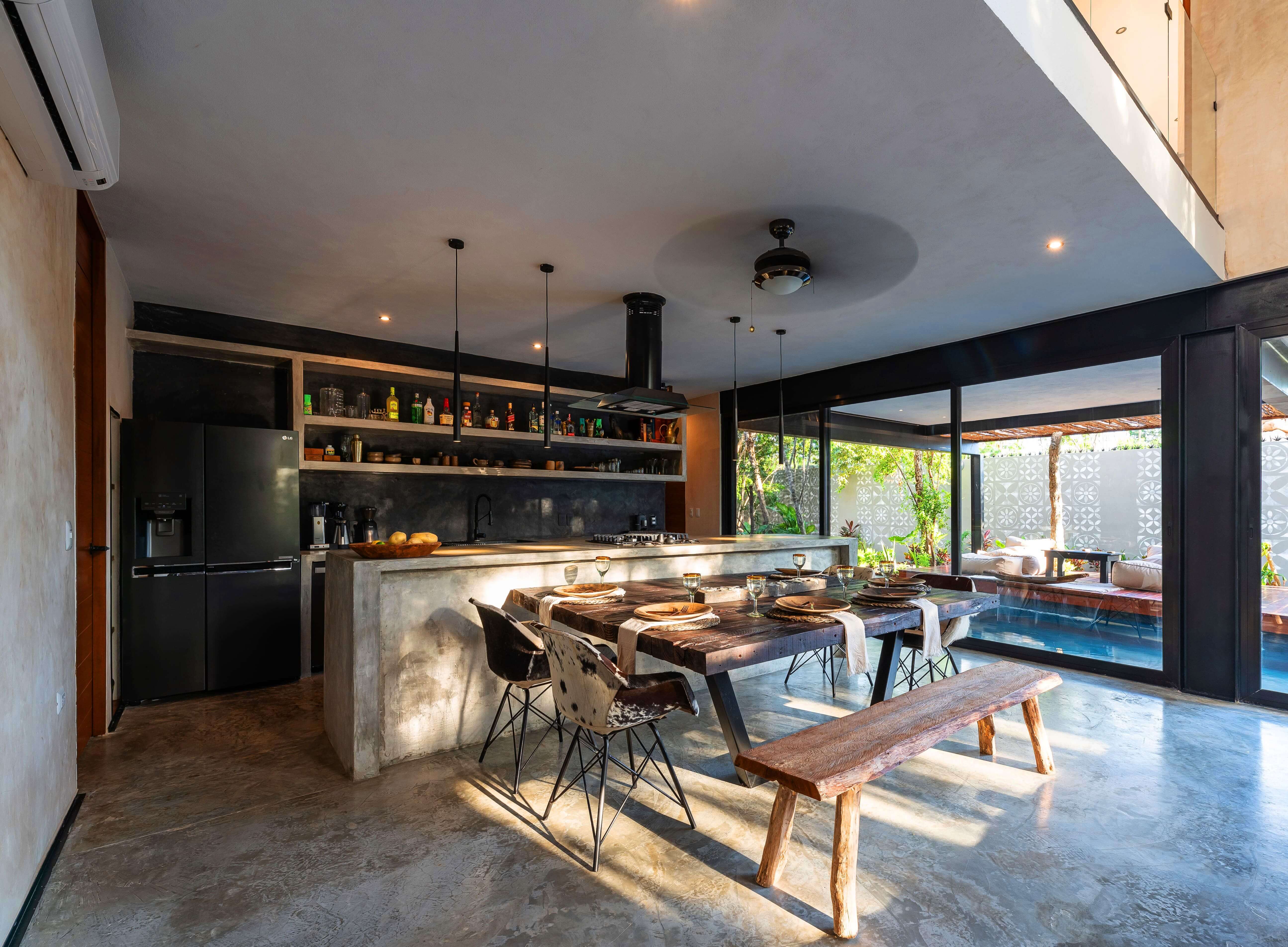 living room interior with slide window 