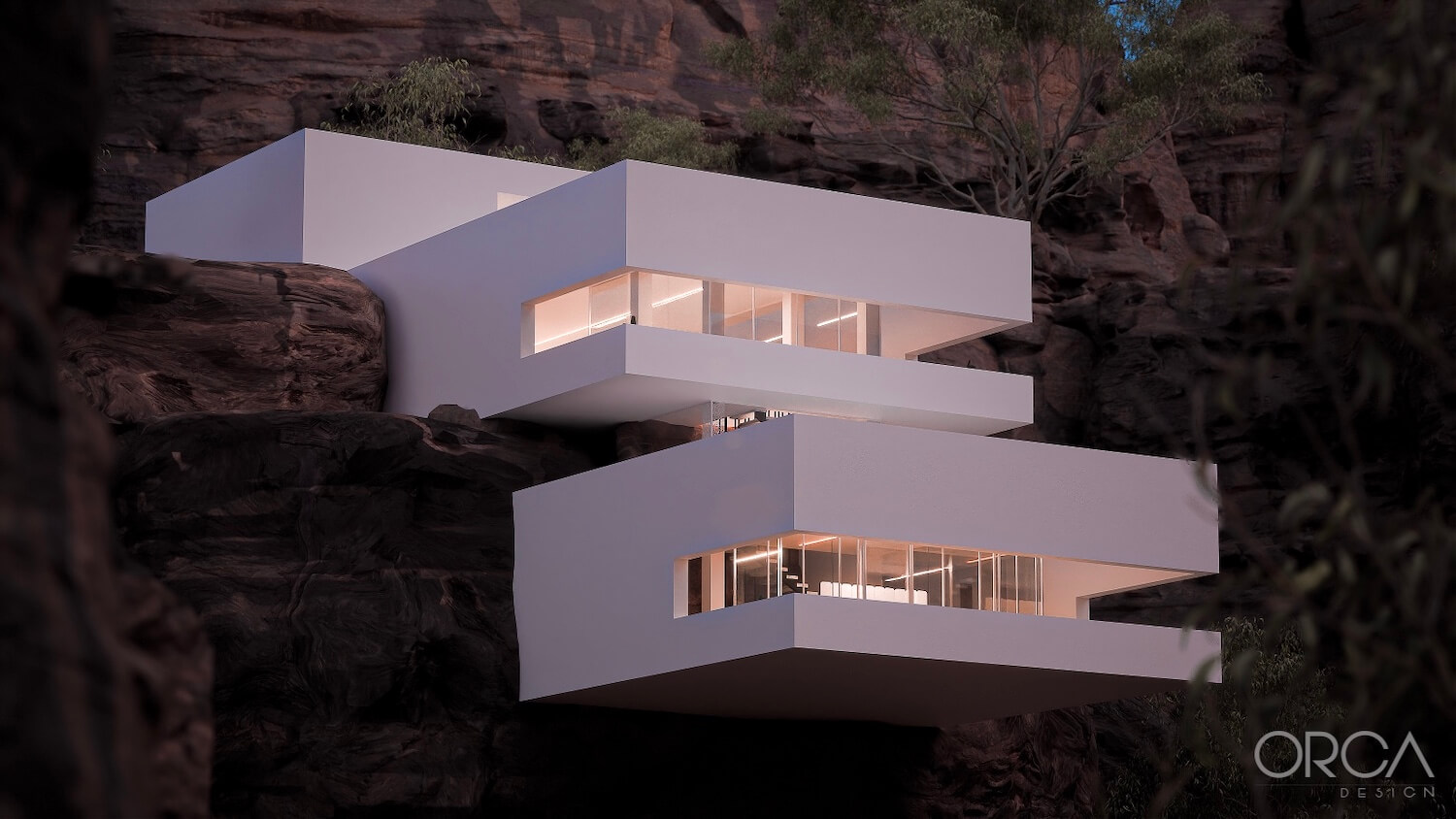 Minimalistic Cliff House Concept In Aust Visualization