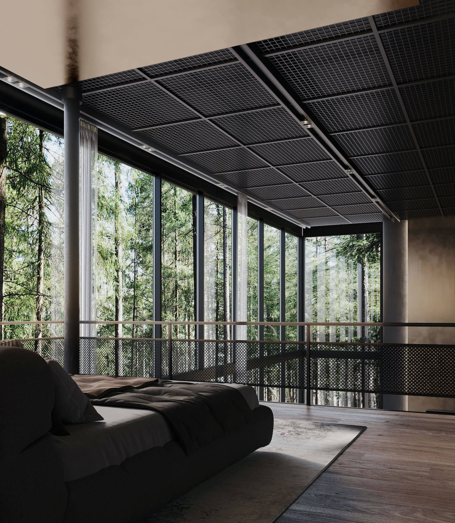 bedroom with forest view 