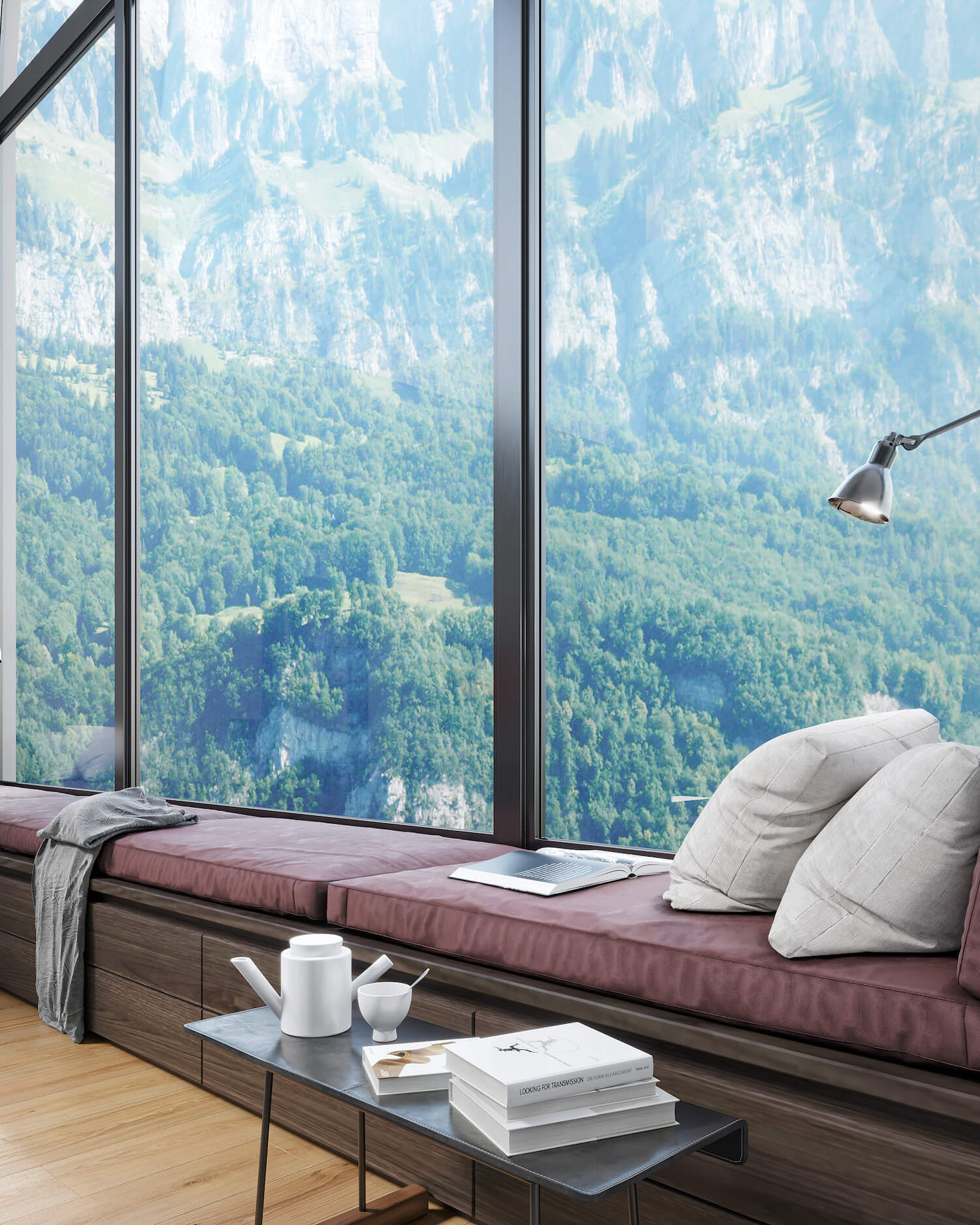 living room with Mountain View 