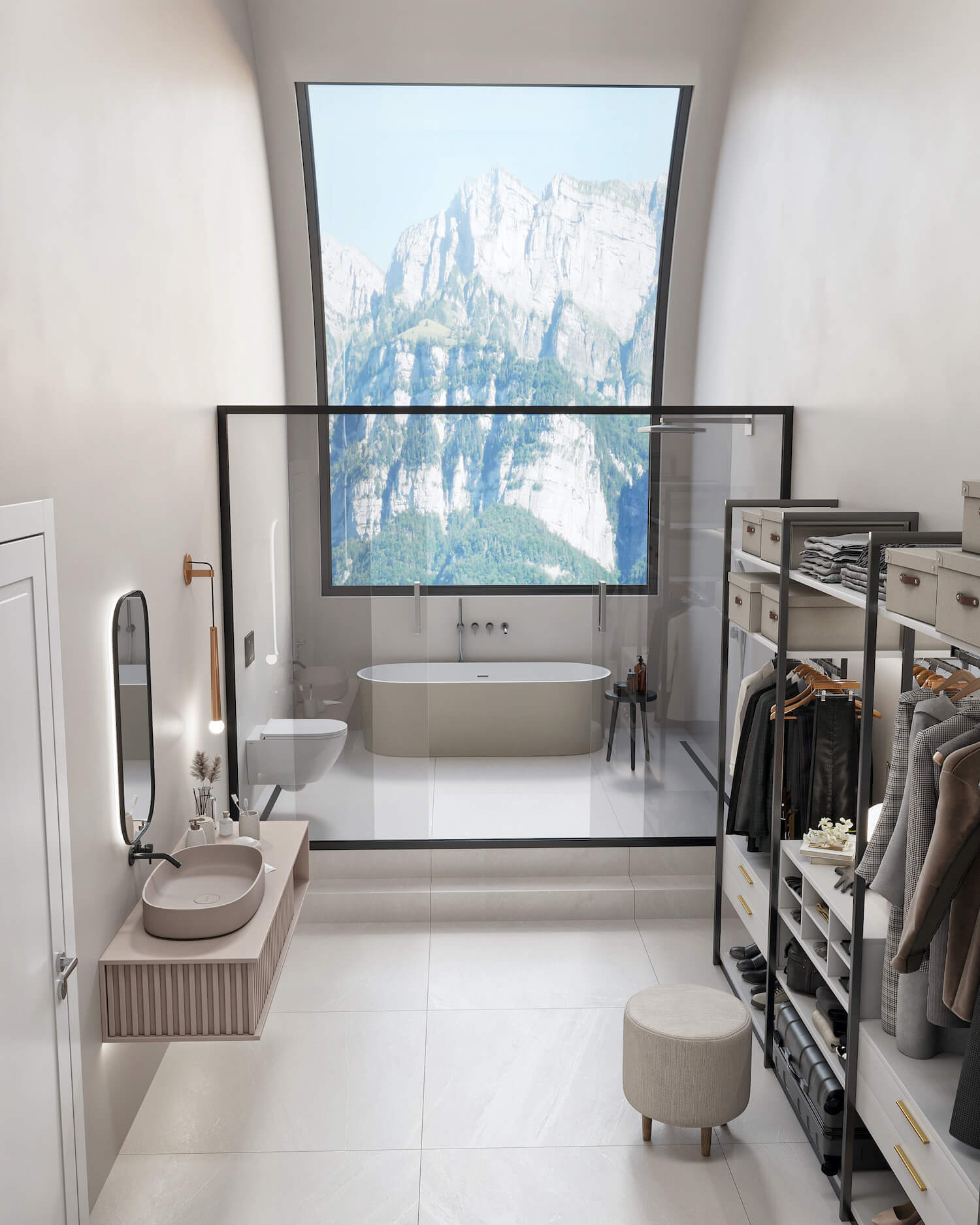 bathroom interior with skylight 