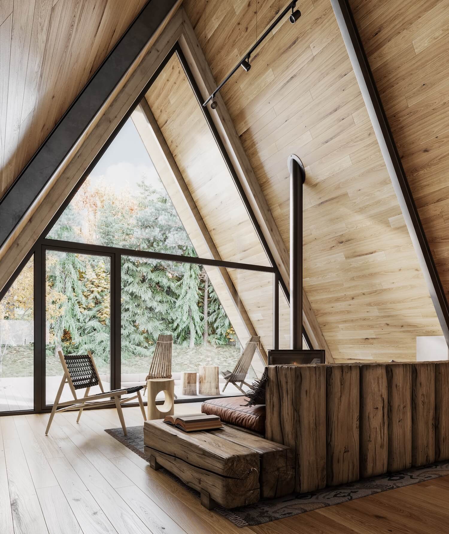 A-Frame Cabin in Forest, Carpathian Moun|Visualization