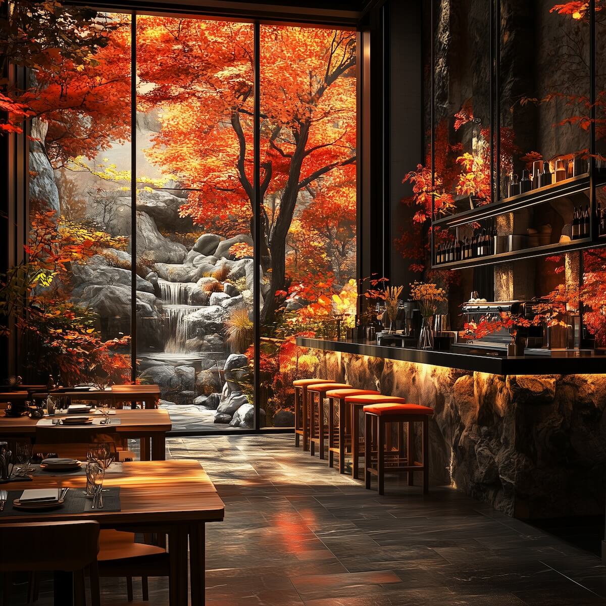 Autumn Cafe Restaurant Design by Sahar G|Visualization