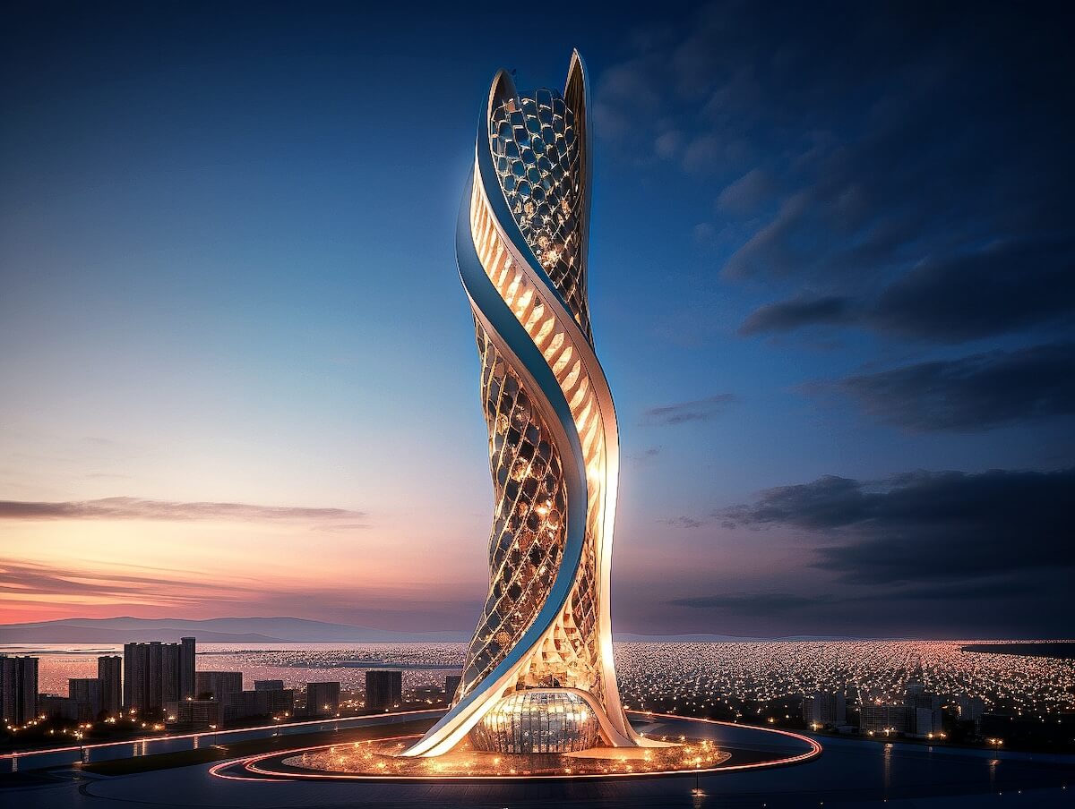 Designing modern towers on the shores of|Futuristic