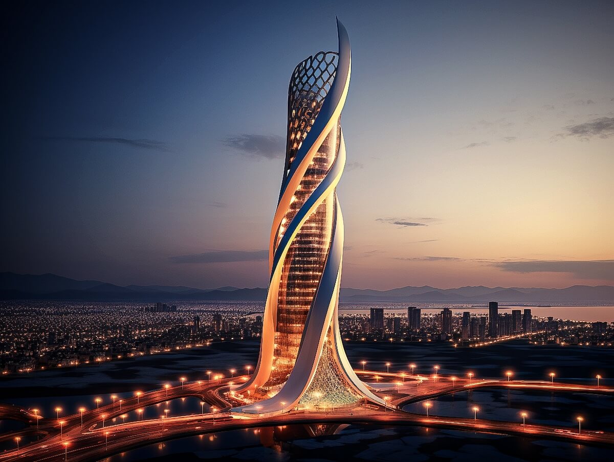 Designing modern towers on the shores of|Futuristic