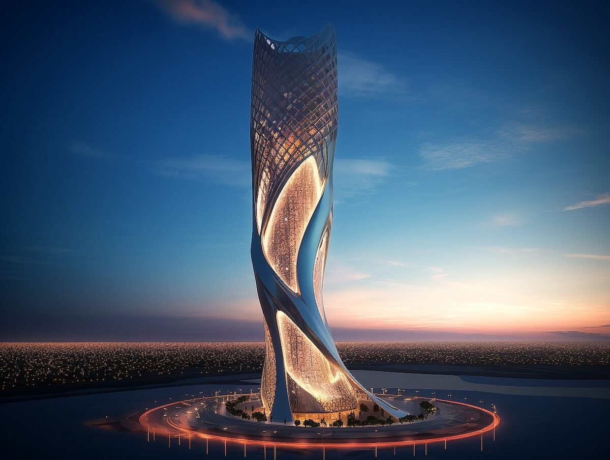 Designing modern towers on the shores of|Futuristic