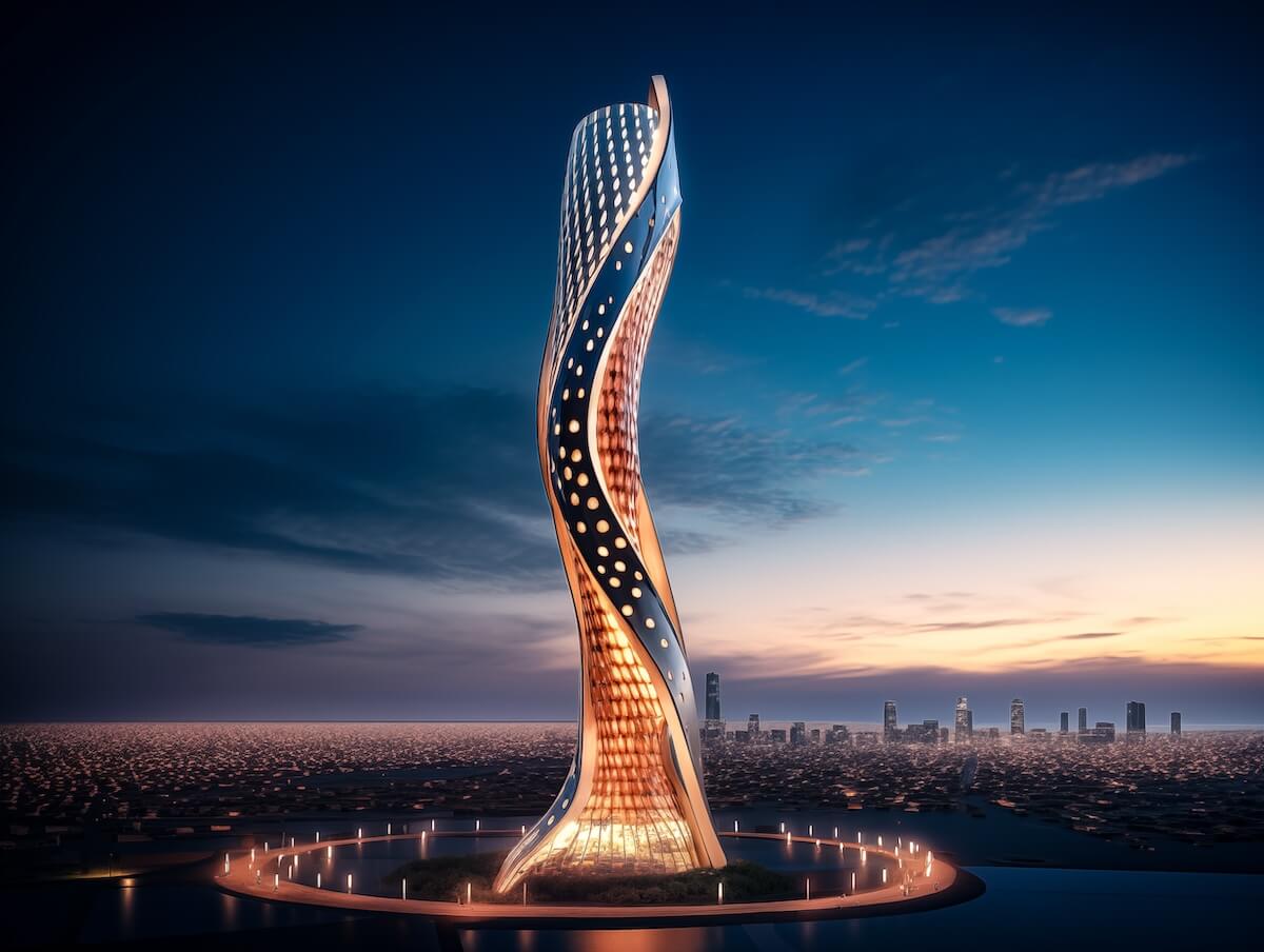 Designing modern towers on the shores of|Futuristic