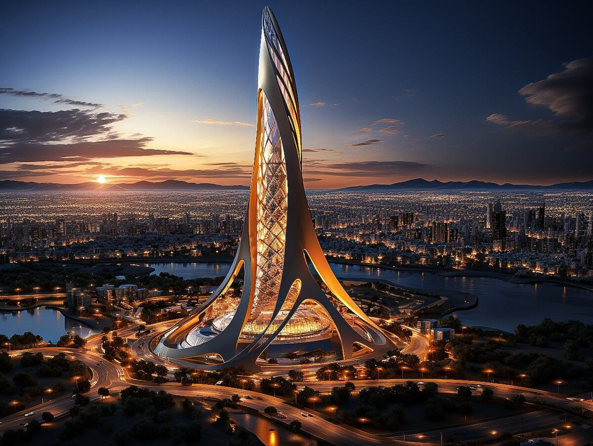 Designing modern towers on the shores of|Futuristic