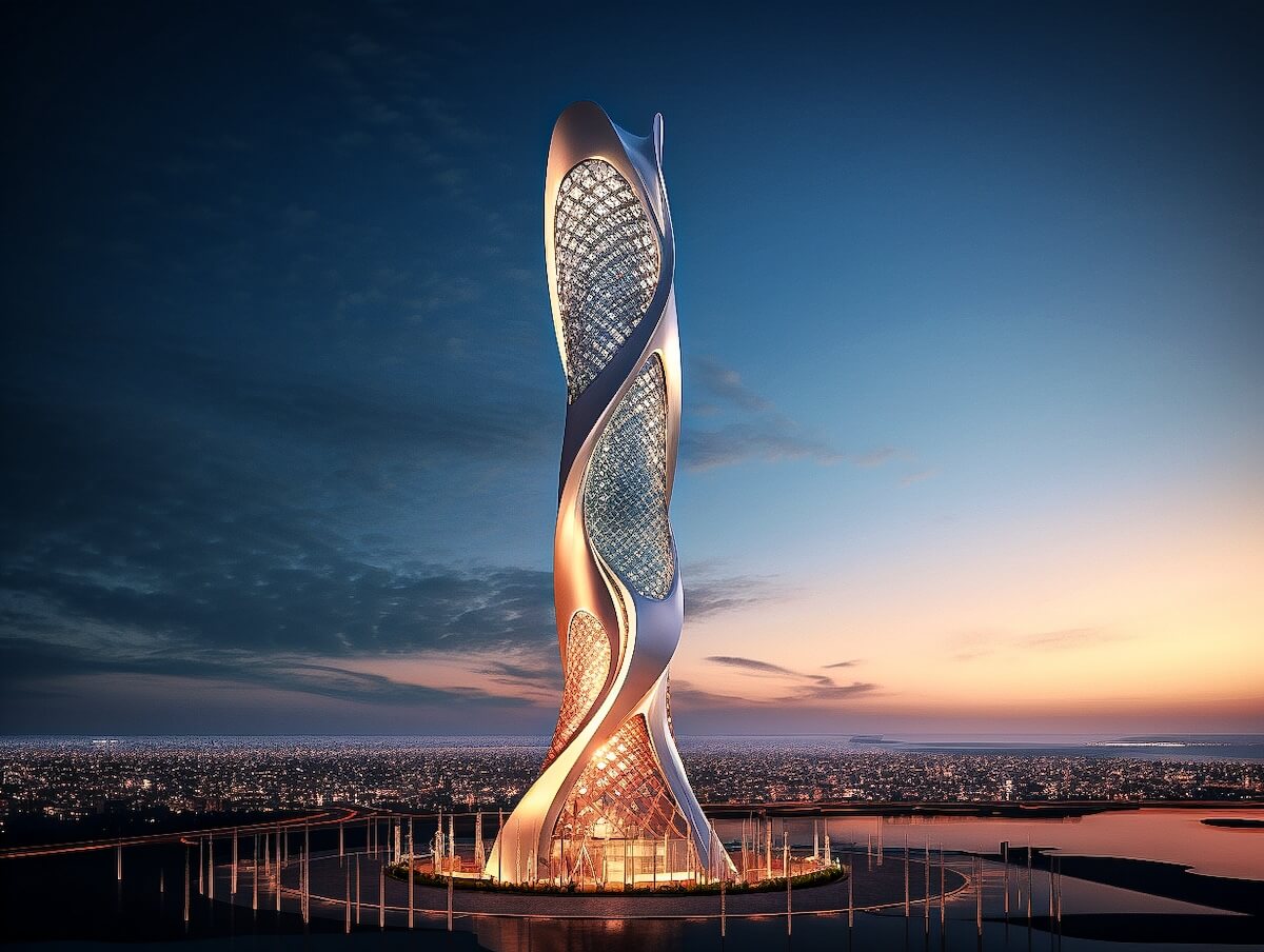 Designing modern towers on the shores of|Futuristic