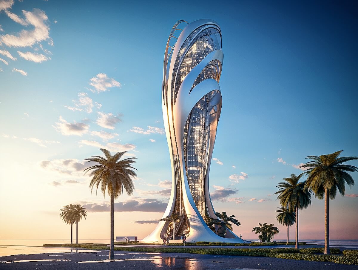 Designing modern towers on the shores of|Futuristic