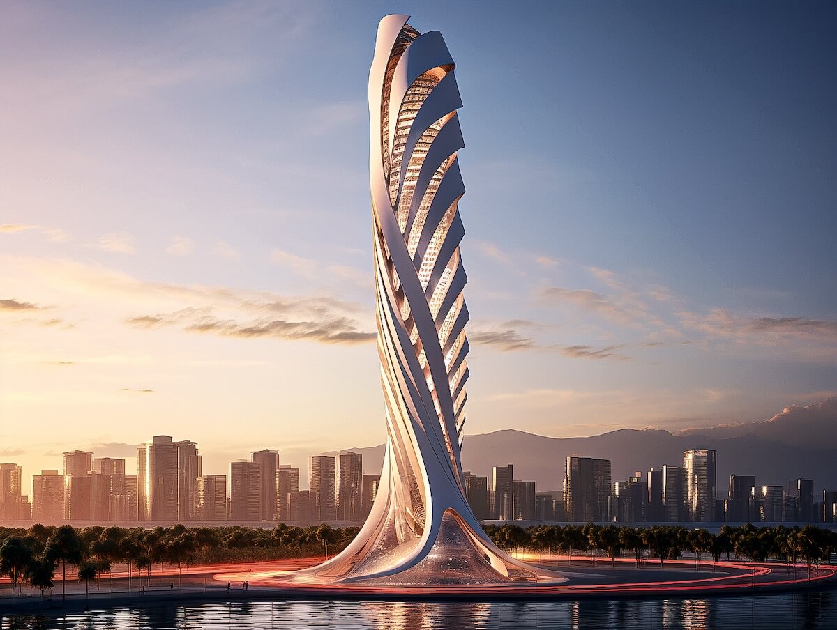 Designing modern towers on the shores of|Futuristic