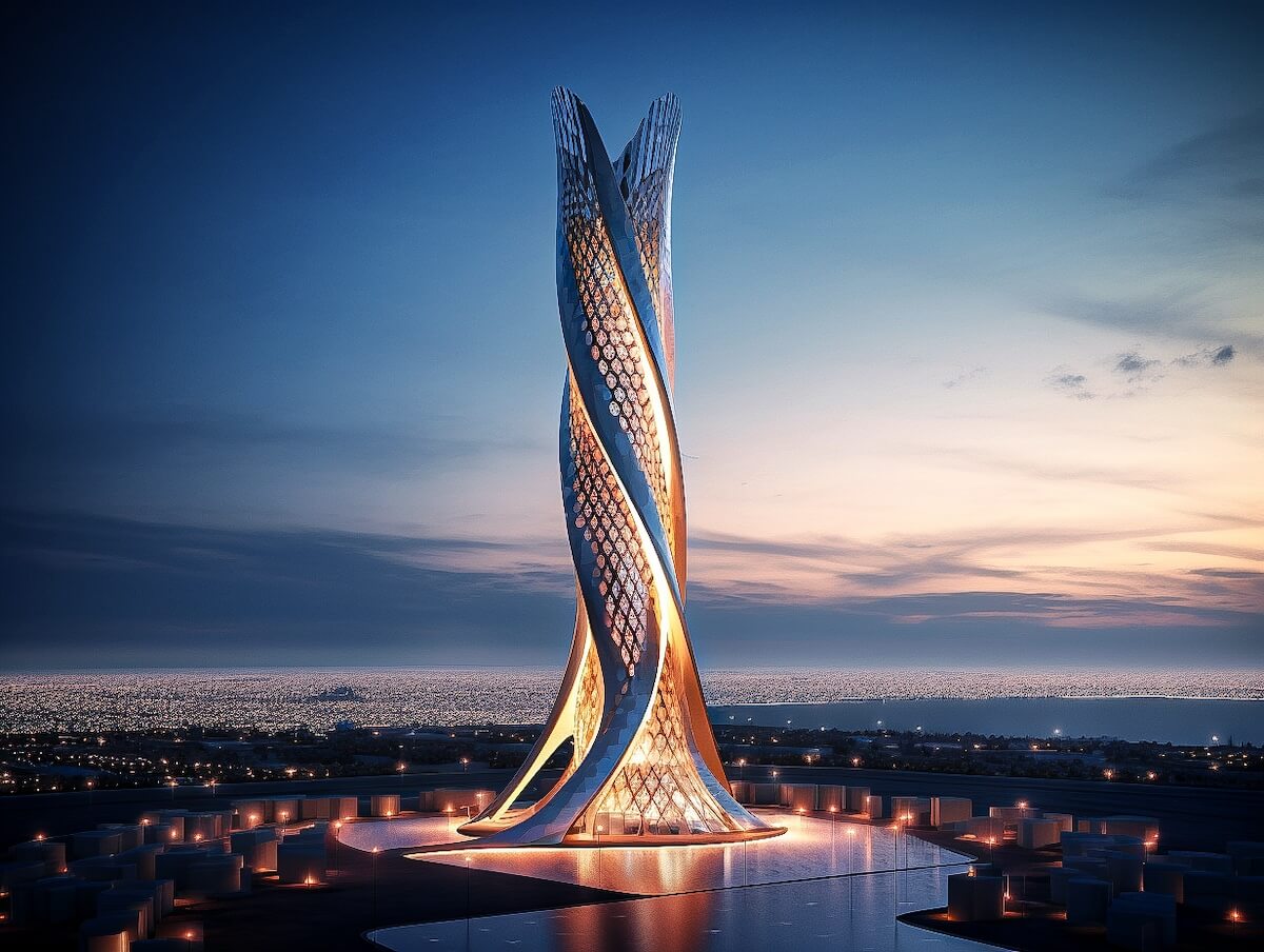 Designing modern towers on the shores of|Futuristic