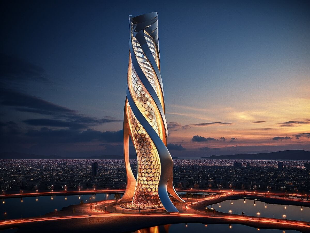 Designing modern towers on the shores of|Futuristic