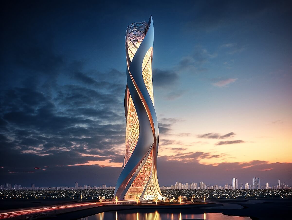 Designing modern towers on the shores of|Futuristic